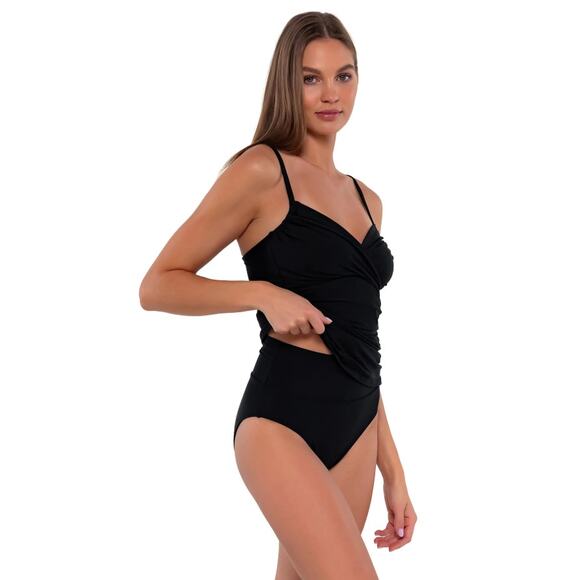 SUNSETS Women's Simone Tankini Swim Top XL 36D Black NWT - Picture 3 of 10